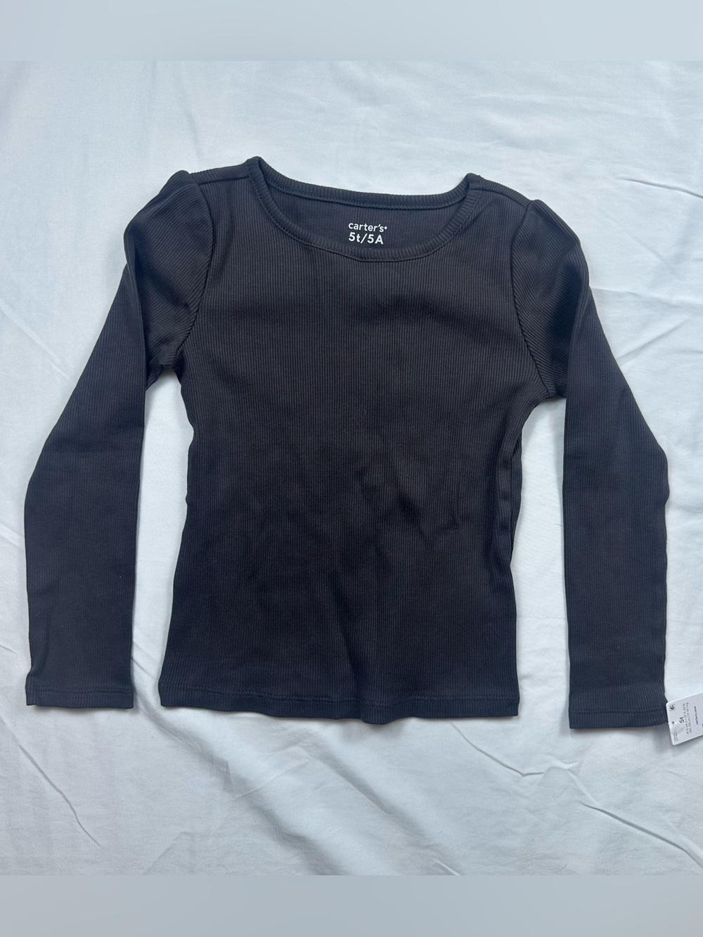 NWT Carter's Black Ribbed Crewneck Long Sleeve T-Shirt Girls 5T